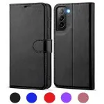 S21 5G Phone Case – For Galaxy S21, S21 Plus & S21 Ultra – PU Leather Wallet Flip Cover with Card Holder, RFID Blocking, Kickstand & Shockproof TPU Inner Shell – Free UK Shipping